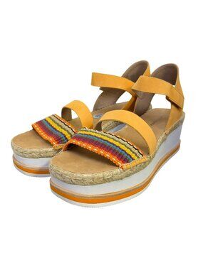 Donald J Pliner Tan Platform Sandals With Multicolor Straps 9.5